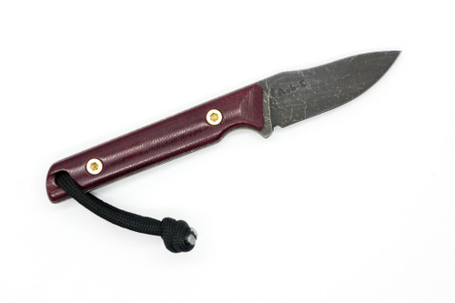 JP Bladesmithing - Fang EDC- 2.25" AEB-L Fixed Blade W/ Double Red Micarta Handle & Black Leather Sheath