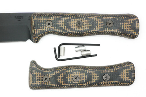 TKC G10 Handle for Reiff Knives F6 - Black Linen Micarta W/ Brown Burlap