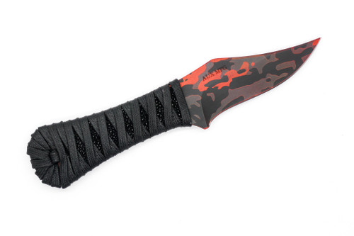 Aux Mfg - Pocket Bowie Slim - 2.75"  Orange Camo Cerakote Nitro-V Blade w/ Black Stingray Wrapped Epoxy Cord Handles