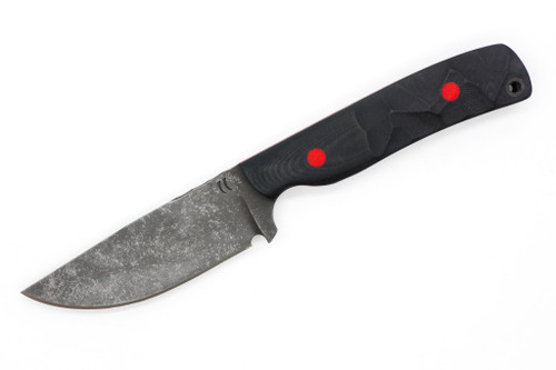 Snakebit Knives - Huckleberrys - 3.25" S35VN Fixed Blade W/ Black G-10 W/ Red Liner Handle