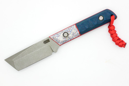Bald Man Knife & Tool - Clipper T - 2.75" Nitro-V Fixed Blade W/ Bleed American Grip-X Handle & Red Kydex Sheath