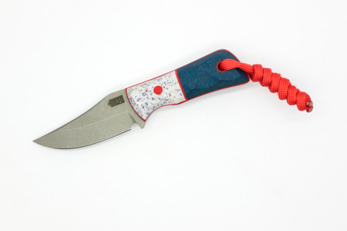 Bald Man Knife & Tool - L.P. 1 - 2.25" Nitro-V Steel Fixed Blade W/ Bleed American Grip-X Handle & Red Kydex Sheath