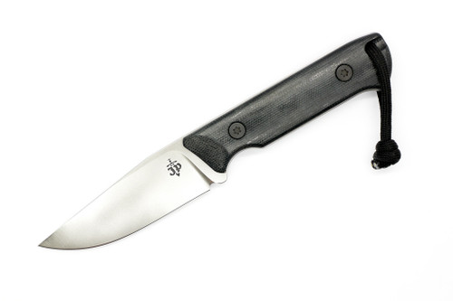 JP Bladesmithing - Pocket Bowie - 3.6" AEB-L Fixed Blade W/ Black Canvas Micarta Handle & Black Kydex Sheath