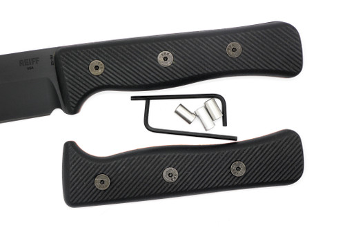 TKC G10 Handle for Reiff Knives F6 - Textured Black G-10 W/ Orange Liners