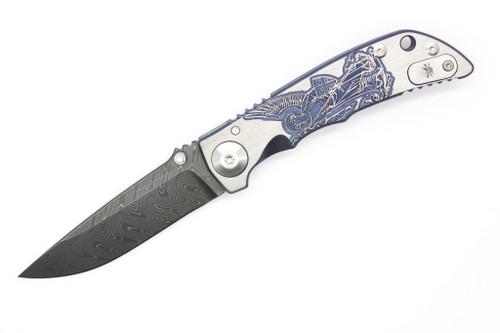 Spartan Blades - Spartan Harsey - 3.25" Damascus Steel Folding Blade W/ St. Michael Handle - Damascus