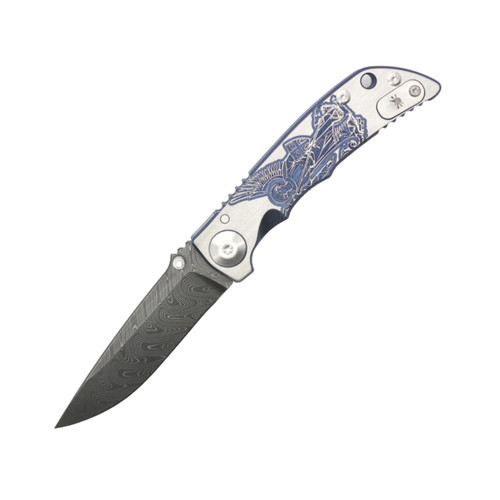 Spartan Blades - Spartan Harsey - 3.25" Damascus Steel Folding Blade W/ St. Michael Handle - Damascus