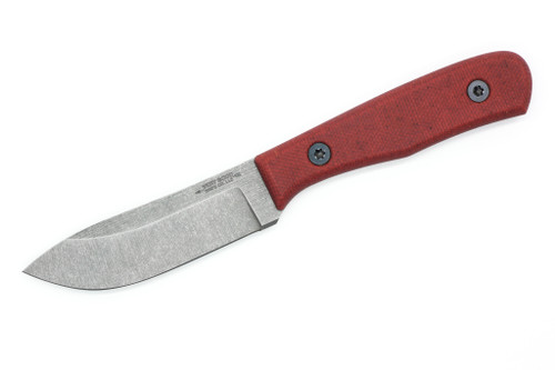 Very Good Knife Company - Traditional Jr. - 3.5" AEB-L Fixed Blade W/ Red Canvas Micarta W/ Black Liners Handle