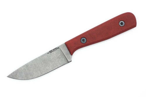 Very Good Knife Company - Adventure Jr. - 3.5" AEB-L Fixed Blade W/ Red Canvas Micarta W/ Black Liners Handle