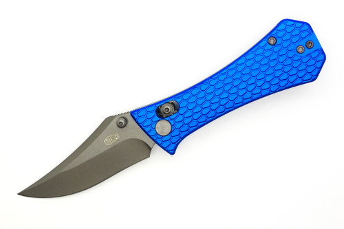Aux Mfg - Pocket Bowie CB - 2.75" 14c28n Steel Folding Blade w/ Blue Milled Aluminum Handles