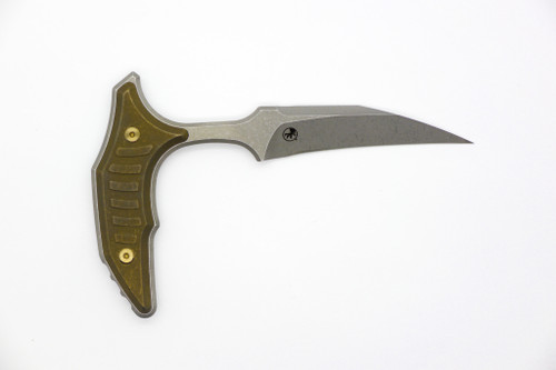 Microtech - BEE Marifione Select Push Dagger - 2.5" 440C Steel fixed Blade W/ Apocalyptic Finish Antique Bronze Titanium Handle