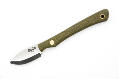 Lishen Knives - Northern Scalpel - 1.75" AEB-L Scandi Grind Fixed Blade W/ Matte Green Canvas Micarta Handle