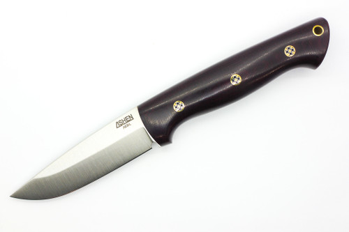 Lishen Knives - Dakota - 3.75" AEB-L Saber Grind Fixed Blade W/ Burgundy Canvas Micarta W/ Mosaic Pins Handle