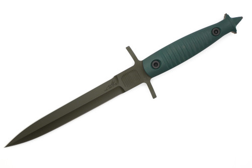 Half Face Blades - V-42 Dagger - Forest Green G-10, Magpul OD Green Cerakote, Allen Bolts, Textured Grip