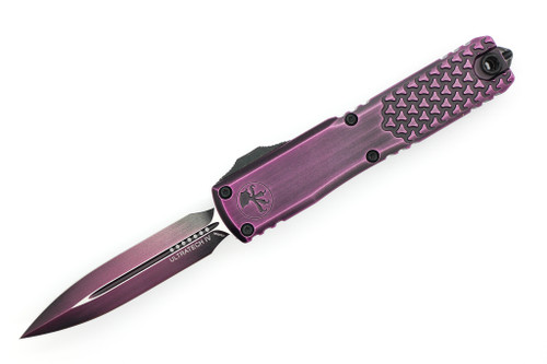 Microtech - Ultratech Gen IV D/E Half Tri-Grip Purple Abrasion Standard - Double Edge - OTF Automatic Knife