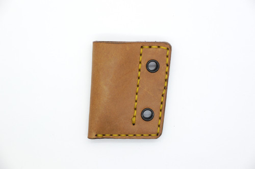 Aux Mfg - Pocket Lint Sheath - Light Brown Leather with Yellow Stitching 
