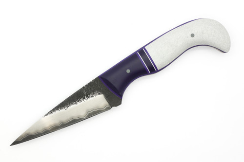 Aux Mfg & Wasteland Forge Collaboration - San Mai Karl - 4.3"  416ss & 80CRV2 Steel Blade w/ Spun Glass & Purple Liners Handle