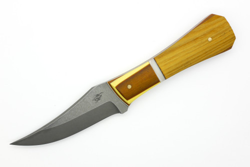 Aux Mfg - Capt. Rikki Edition Pocket Bowie XL V1 - 4"  AEB-L Stonewash Stainless Steel Blade w/ Osage/Faux MOP/Micarta/G-10 Handles