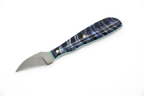 Aux Mfg - Tsume - 1.6"  AEB-L stainless steel Blade w/ Dyed Blue Mammoth Bone Handle