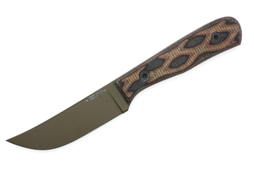 Very Good Knife Company - Heritage Jr. - 3.5" Nitro-V Green Cerakote Fixed Blade W/ Python Canvas Micarta Handle