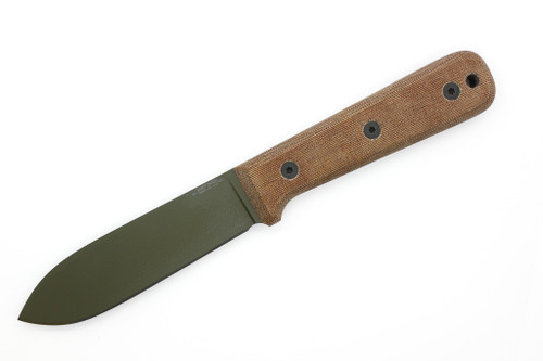 Very Good Knife Company - Tribute - 5" 80CRV2 Green Cerakote Fixed Blade W/ Natural Canvas Micarta Handle