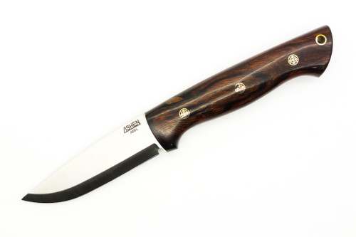 Lishen Knives - Dakota - 3.75" AEB-L Scandi Grind Fixed Blade W/ Desert Ironwood W/ Mosaic Pins Handle - 1