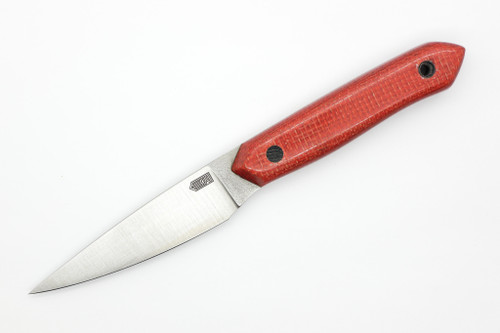 Bald Man Knife & Tool - Forager - 3.4" Nitro-V Fixed Blade W/ Burnt Orange Burlap Handle & Black Kydex Sheath