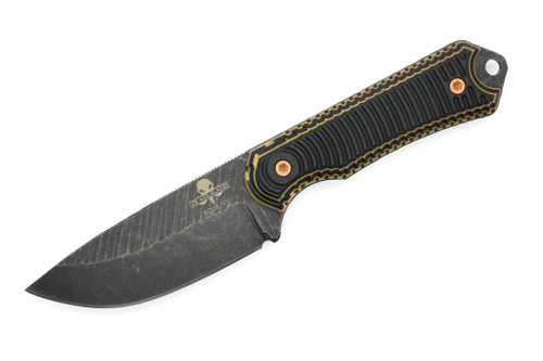 Ice Age Blades - Mammoth Hunter - 4" CPM3V Steel Fixed Knife W/ Textured Black & Tan Richlite Paper Micarta Handle 