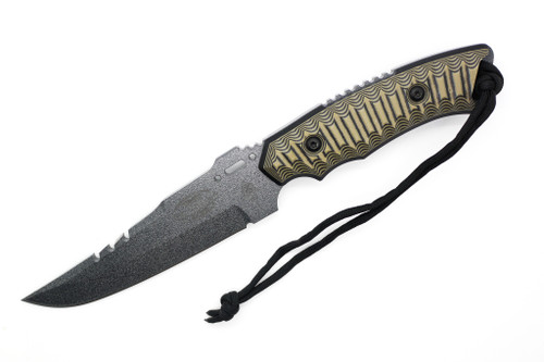 TOPS Knives - Storm Rider - 250th Anniversary Edition - Tactical Gray Coated 1095 Steel Fixed Blade - Tan & Black G-10 Handle