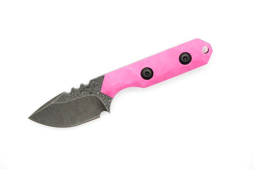 Tactical Pterodactyl Knives - Mini Camper - 1.75" CPM 154 Fixed Blade W/ Pink G10 Handle & Grey Kydex Sheath