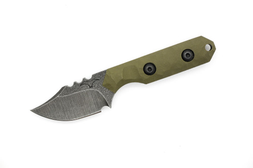 Tactical Pterodactyl Knives - Mini Bowie - 1.75" CPM 154 Fixed Blade W/ OD Green G-10 Handle & OD Green Kydex Sheath
