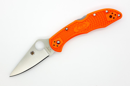Spyderco Knives - Delica 4 - 2.9" VG-10 Steel Folding Pocket Knife w/ Textured Orange FRN Handle
