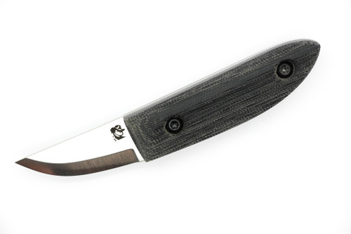 Woods Monkey - Kerf Carver by L.T. Wright - AEB-L Steel - Scandi Grind - Stonewash Finish - Black Micarta Handle