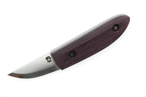 Woods Monkey - Kerf Carver by L.T. Wright - AEB-L Steel - Scandi Grind - Stonewash Finish - Double Red Micarta Handle