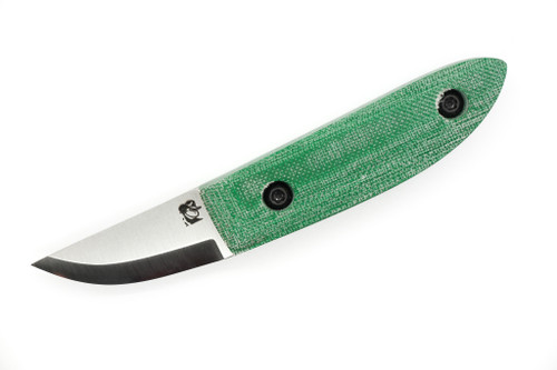 Woods Monkey - Kerf Carver by L.T. Wright - AEB-L Steel - Scandi Grind - Stonewash Finish - Green Tero-Tuff Handle