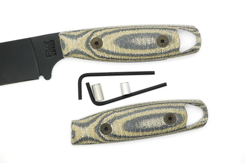 TKC: EXTENDED Handle for Becker BK14, 24 - Woodland Camo Canvas Micarta