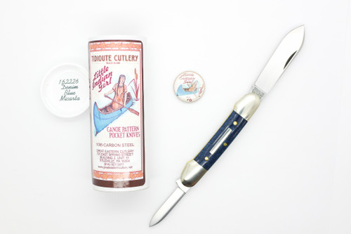 Great Eastern Cutlery GEC #16 Tidioute Cutlery Little Indian Girl Canoe Pattern - 2 Blade - Denim Blue Micarta