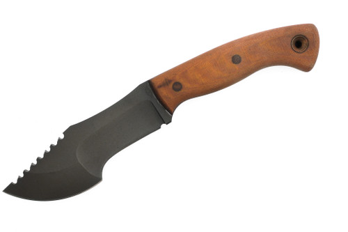 Dave Wenger Blades: Tracker Jr. - CPM 3V Steel - Front Sawtooth - Vintage Linen Micarta - Kydex Sheath