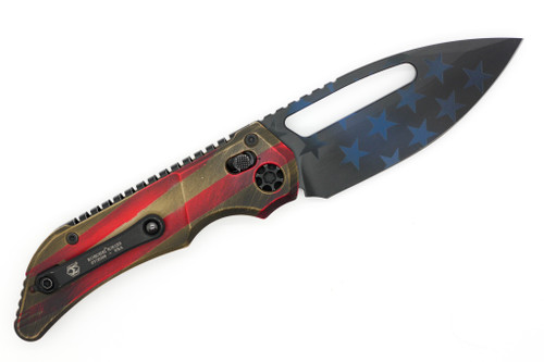 Heretic Knives - Koschei - Manual Folder - 3.5" Magnacut Steel Blade W/ 250th American Flag & Declaration of Independence Aluminum Grip