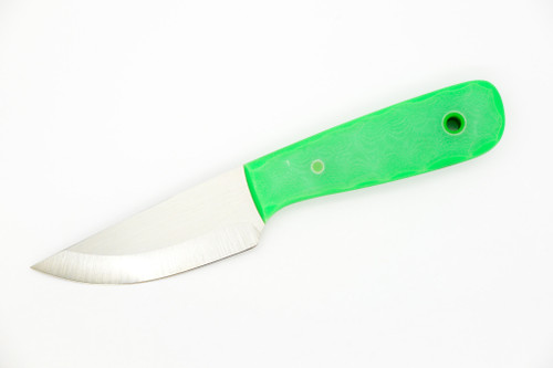 WK Forgeworks - Little Bird - 2.8" AEB-L Fixed Blade W/ Jade G-10 Over Green Glow Handles & Neon Green Topographic Kydex