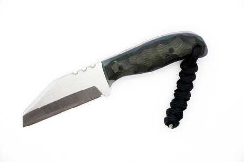 WK Forgeworks - Comanche - 2.6" AEB-L Fixed Blade W/ Blue Carbon Fiber Over Jade G-10 Handles & Camo Kydex