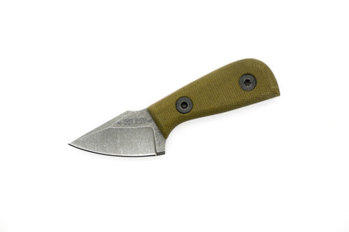 Very Good Knife Company - Mosquito - 1.75" AEB-L Fixed Blade W/ Green Canvas Micarta W/ Orange Liner Handle