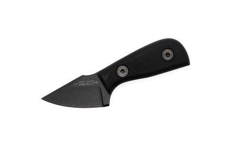 Very Good Knife Company - Mosquito - 1.75" Black Cerakote AEB-L Fixed Blade W/ Black Canvas Micarta W/ Red Liners Handle