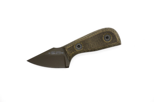 Very Good Knife Company - Mosquito - 1.75" Badlands Cerakote AEB-L Fixed Blade W/ Green Canvas Micarta Handle