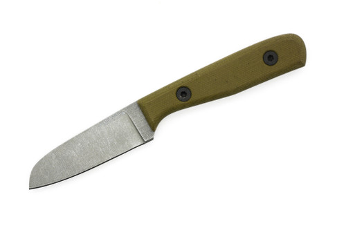 Very Good Knife Company - Mantis - 3" AEB-L Fixed Blade W/ Green Canvas Micarta W/ Orange G-10 Liners Handle