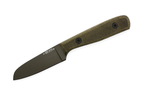 Very Good Knife Company - Mantis - 3" Badlands Cerakote AEB-L Fixed Blade W/ Double Green Canvas Micarta Handle