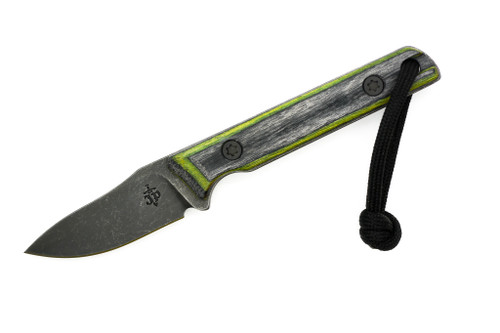 JP Bladesmithing - Fang EDC - 2.25" AEB-L Fixed Blade W/ Green Hornet Dymalux Handle & Black Leather Sheath