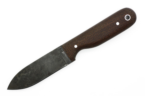 LT Wright Knives - Bushcrafter HC - 3.6" 1075 Steel Fixed Blade W/ High Saber Grind & Brown Burlap Handle - Matte Finish