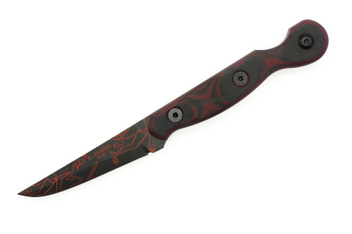 TOPS Knives - El Pionero Diablo Edition - 3.4" Black & Red Cerakoted 1095 Steel Fixed Blade - Black & Red G-10 Handle