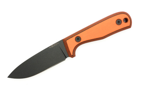 Very Good Knife Company - Rogue - 4" Black Cerakote AEB-L Fixed Blade W/ Black & Orange G-10 Handle