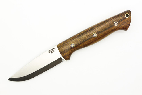 Lishen Knives - Dakota - 3.75" AEB-L Scandi Grind Fixed Blade W/ Curly Mango W/ Forest Green Liners & Mosaic Pins Handle